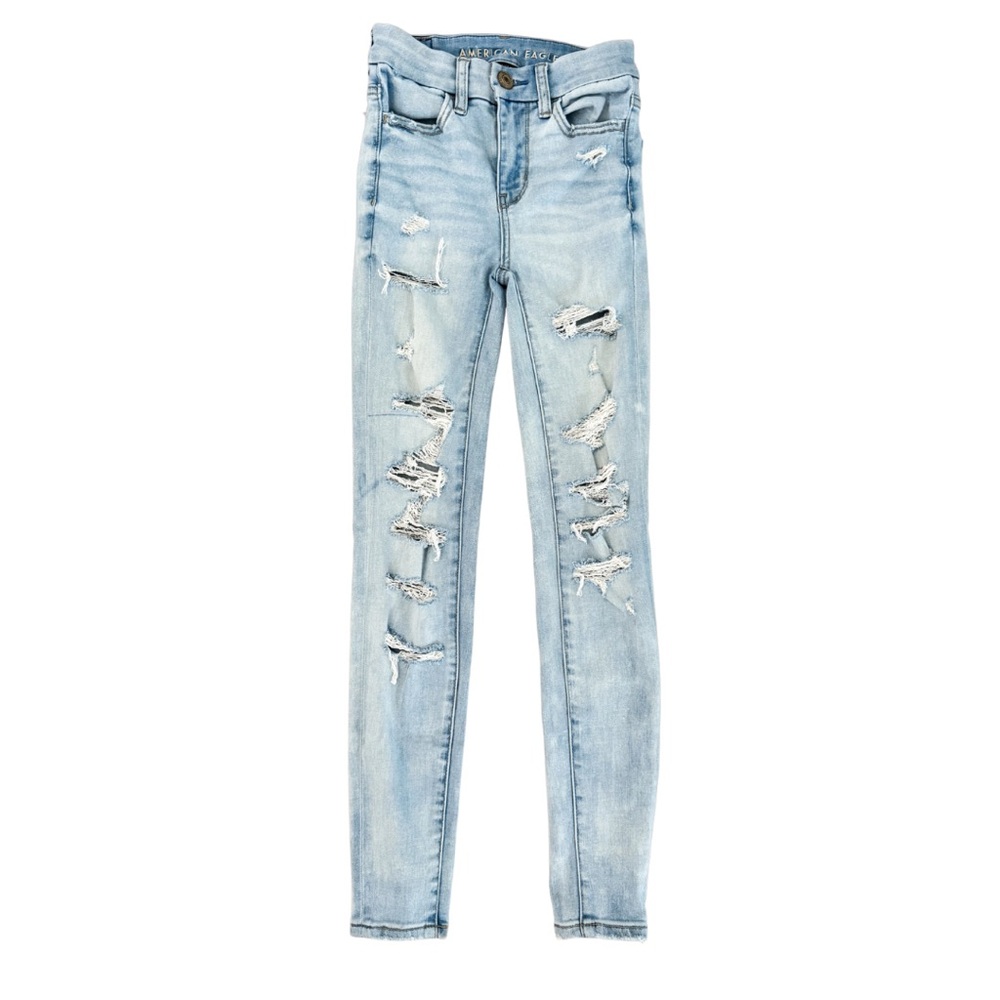 🦅 American Eagle 🦅 Outfitters Light Blue Distressed Hi-Rise Jeggings Jeans